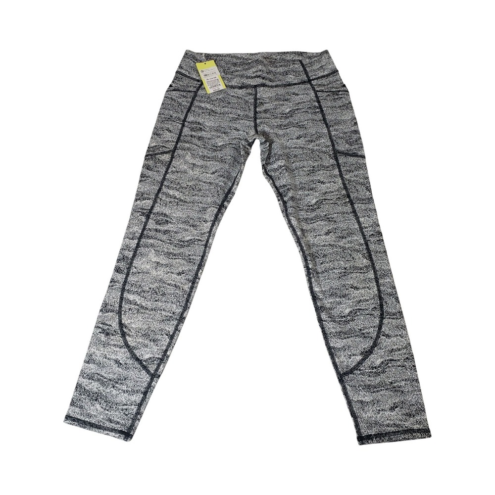 All in Motion Womens XL Space Dye High Rise Leggings Black White Pockets NEW